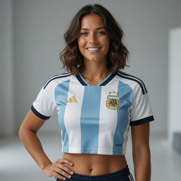 MAILLOT ARGENTINE CROP TOP FEMME DOMICILE 2026 2027