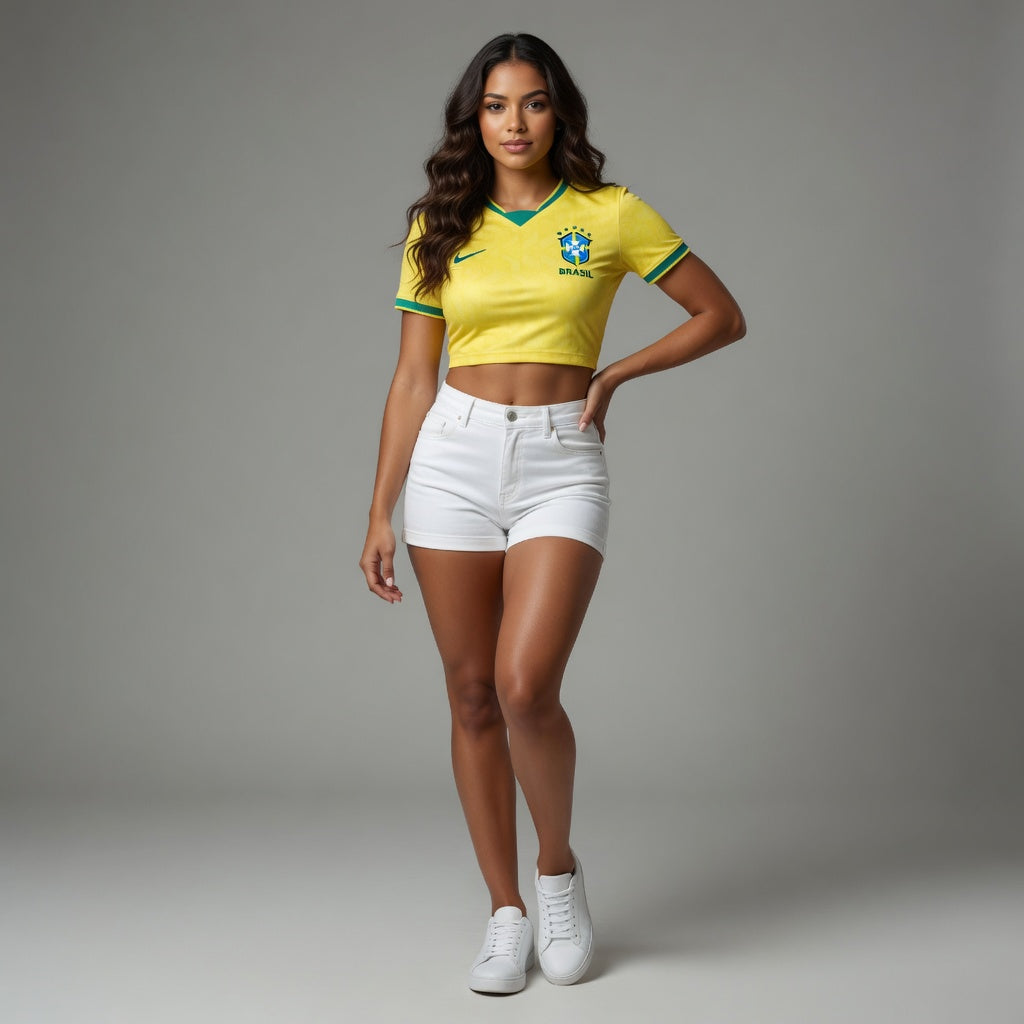 MAILLOT BRÉSIL CROP TOP FEMME DOMICILE 2026/2027