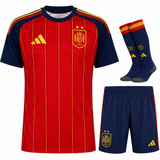Kit enfant Espagne domicile Coupe du Monde 2026 deux étoiles : maillot, short et chaussettes